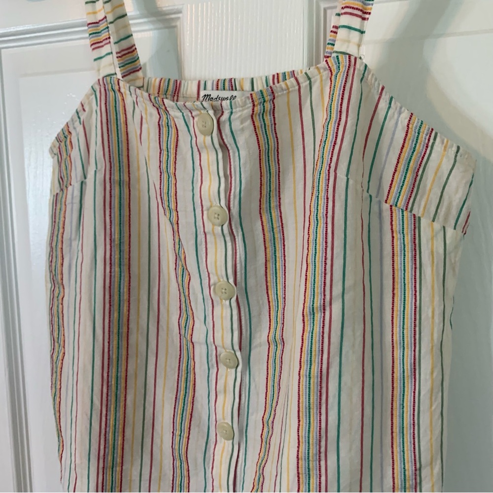 Madewell Button Front Cami Loose Sleeveless Tank Textural Rainbow Stripe, size S - Picture 5 of 9
